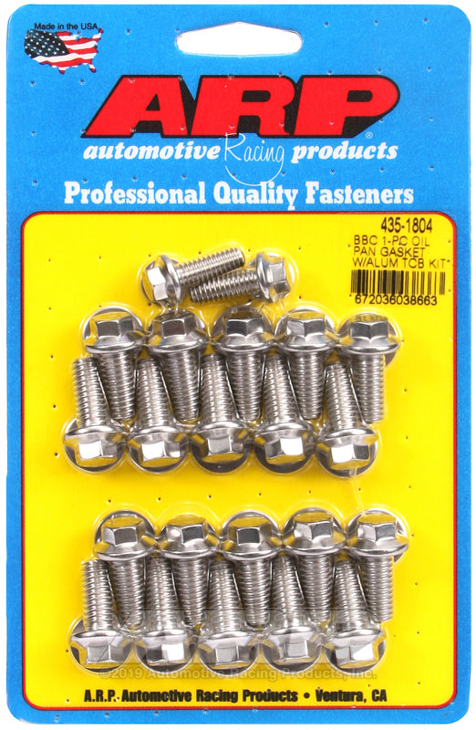 ARP BB Chevy1-pc Oil Pan Gasket w/ Alum Timing Cover Hex Bolt Kit - 435-1804