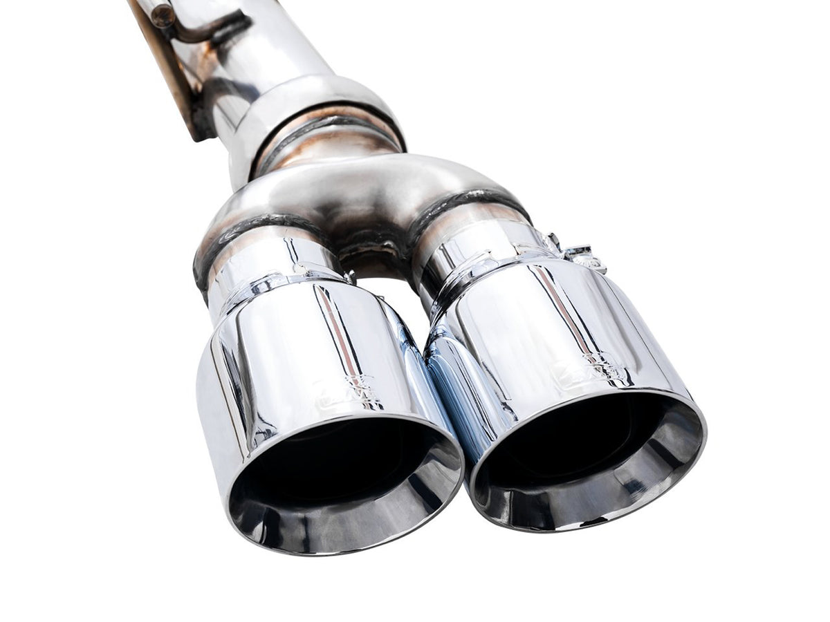 AWE Tuning 22-23 GMC Sierra 1500 AT4X 6.2L 0FG Catback Split Dual (Flat Bumper) - Chrome Silver Tips - 3015-42284