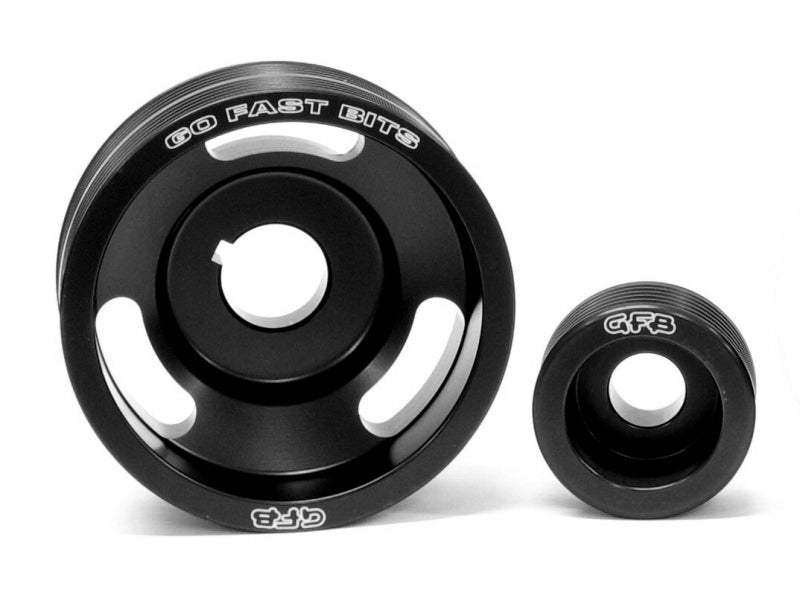 GFB 02-10 WRX/STI 2 Piece Under-Drive Pulley Kit w/ Belts (Crank & Alternator) - 2001 for 1998-2007 Subaru Legacy - angle vie