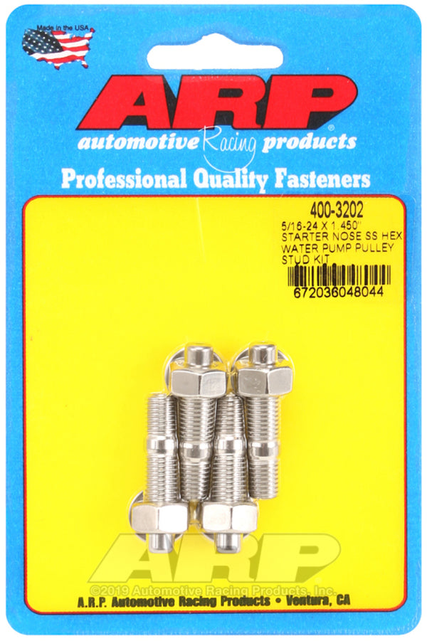 ARP 5/16-24 X 1.450 Starter Nose SS Hex Water Pump Pulley Stud Kit - 400-3202 by ARP