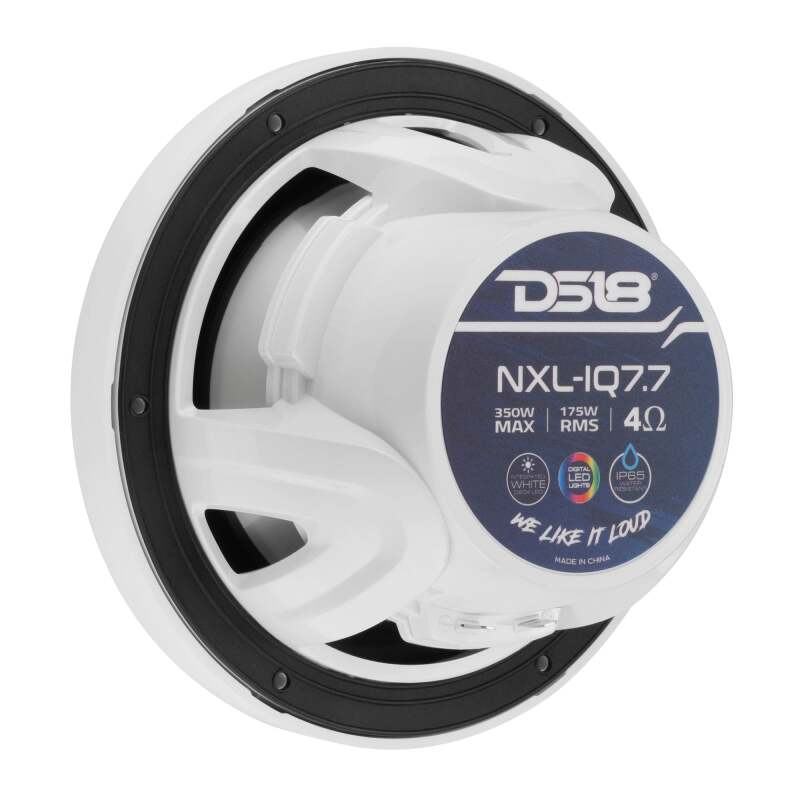 DS18 7.7in 2-Way 175 Watts RMS 4ohm Dgtl LED Lights Bullet Tweeter Cvrs Incl Wht Built-in Deck Light - NXL-IQ7.7/WH - additional view 1