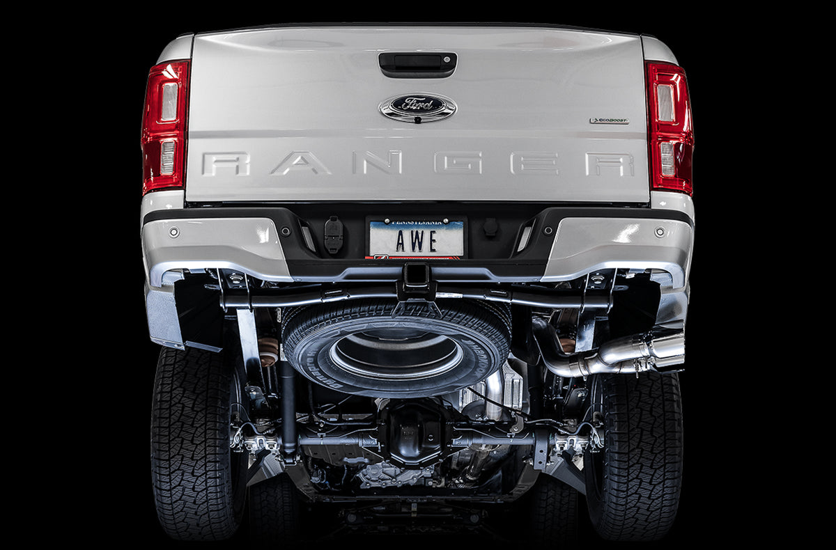 AWE Tuning 2019+ Ford Ranger 0FG Performance Exhaust System w/Chrome Silver Tips & Bash Guard - 3015-22072