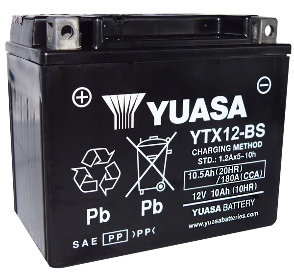 Yuasa YTX12-BS Maintenance Free AGM 12 Volt Battery (Bottle Supplied) - YUAM3RH2SIND by Yuasa Battery
