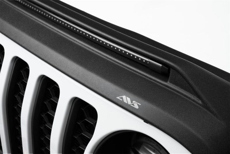 AVS 2018-2019 Jeep Wrangler (JL) Aeroskin Low Profile Hood Shield w/ Lights - Black - 753156