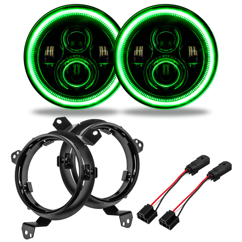 Oracle Jeep Wrangler JL/Gladiator JT 7in. High Powered LED Headlights (Pair) - Green - 5769J-004