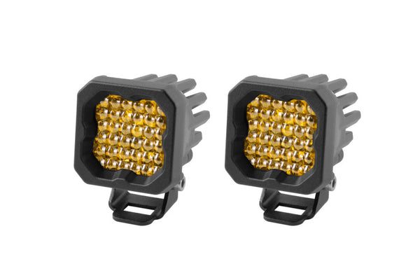 Diode Dynamics Stage Series C1 LED Pod Sport - Yellow Flood Standard ABL (Pair) - DD6448P by Diode Dynamics - front view