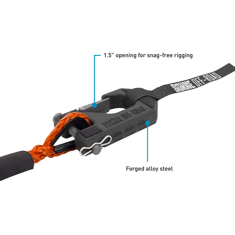 Borne Off-Road Winch Hook - 3/8in Rope - Hand Strap - Orange - BNWN-SR-38-85KOR