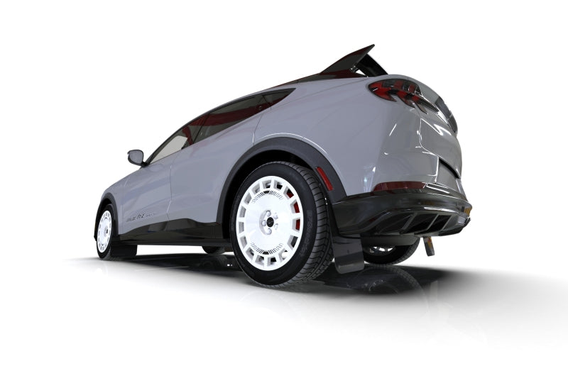 Rally Armor 2021-24 Ford Mach-E Rally Edition Black UR Mud Flap Metallic Black Logo - MF96-URXT-BLK-MBK