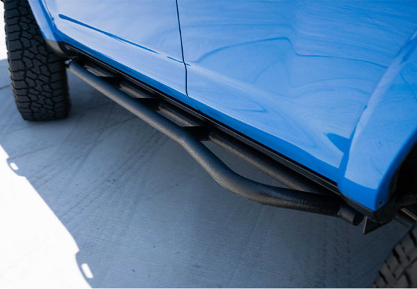 Cali Raised 10-24 Toyota 4Runner Trail Edition Bolt On Rock Sliders - Kick Out / Powder Coat - CR2700 - front view