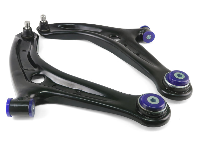SuperPro 2011-2019 Ford Fiesta S Front Lower Control Arm Set w/ Bushings (+Caster) - TRC1069