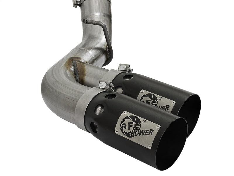 aFe Victory Series 4in 409-SS DPF-Back Exhaust w/ Dual Black Tips 2017 GM Duramax V8-6.6L(td) L5P - 49-44089-B