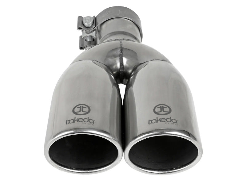 aFe Takeda 304 Stainless Steel Clamp-on Exhaust Tip Polished 2-1/2ininlet x 3-1/2in Outlet X 12in L - 49T25374-P121