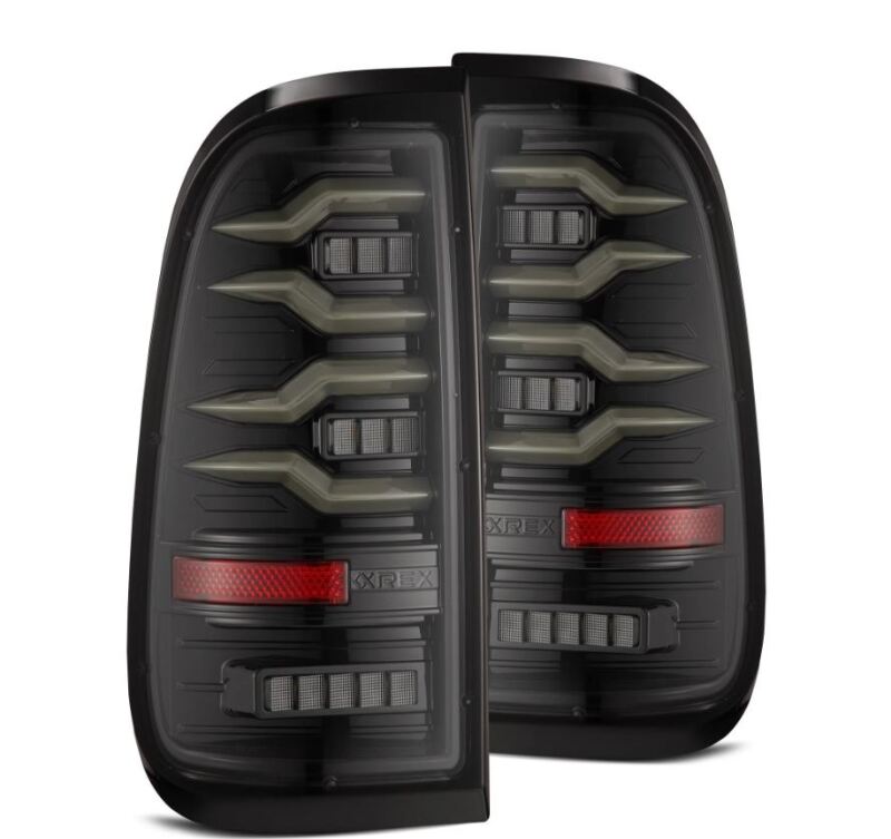 AlphaRex 97-03 Ford F150 / 99-16 Ford F250/F350/F450/F550 LUXX-Series LED Tail Lights - Alpha-Black - 658001
