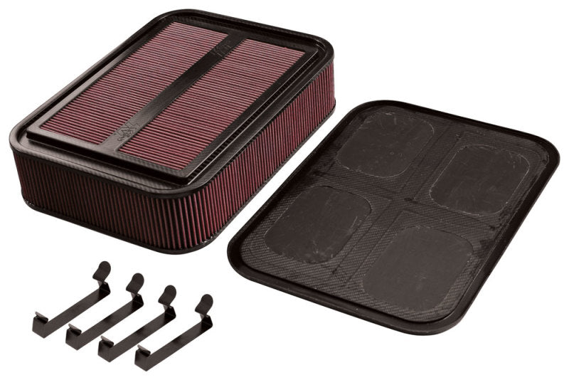 K&N Custom Racing Assembly Carbon Fiber 4in Air Box w/ Base and Hardware - Large - 100-8592 by K&N Engineering - front view
