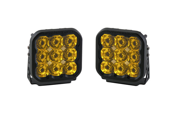 Diode Dynamics SS5 LED Pod Sport - Yellow Spot (Pair) - DD6771P by Diode Dynamics - front view