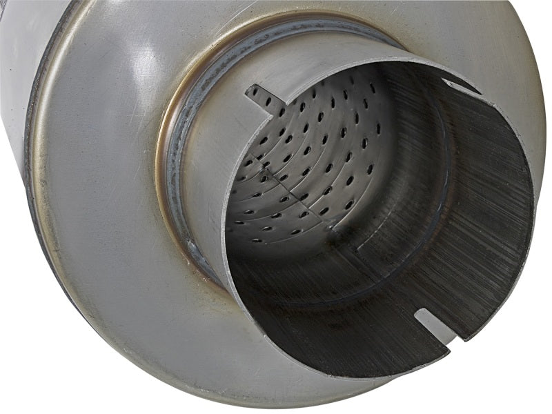 aFe MACH Force-Xp 409 SS Muffler 3-1/2in ID Center/Center x 7in Dia x 24in L - Round Body - 49M00024