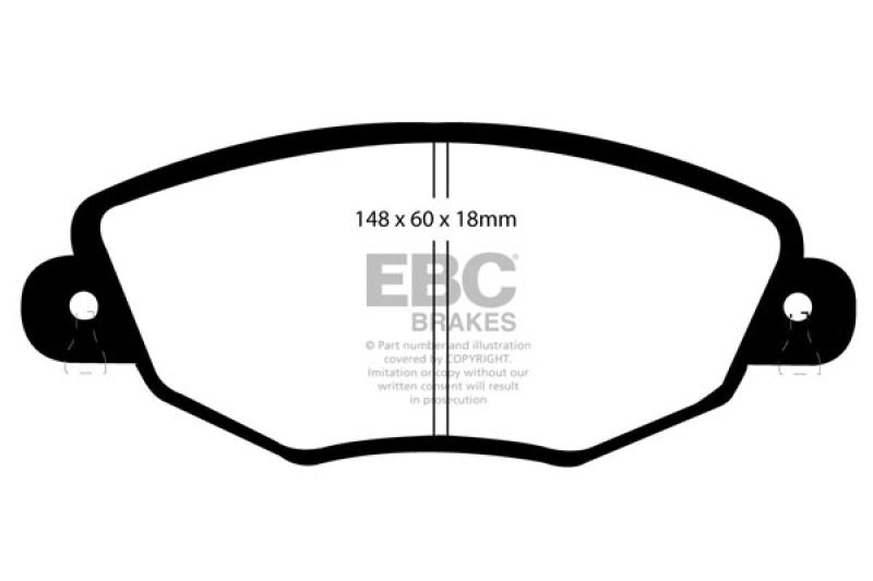 EBC 01-04 Jaguar X-Type 2.5 Yellowstuff Front Brake Pads - DP41322R for 2002-2008 Jaguar X Type - alternate view