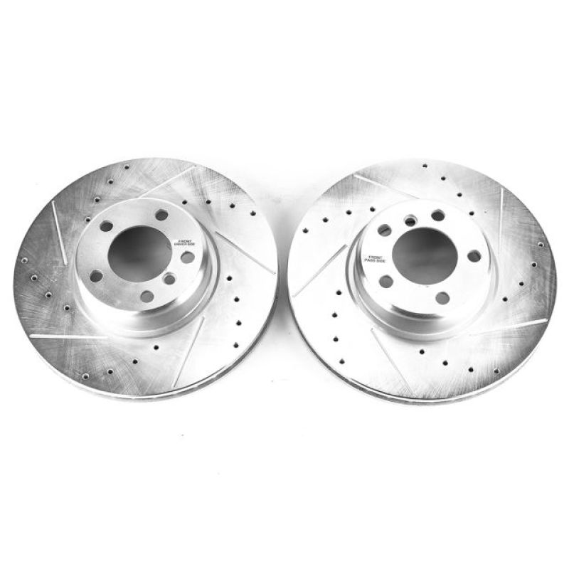 Power Stop 14-16 BMW 228i Front Evolution Drilled & Slotted Rotors - Pair - EBR1402XPR for 2014-2021 BMW 2 Series - front vie