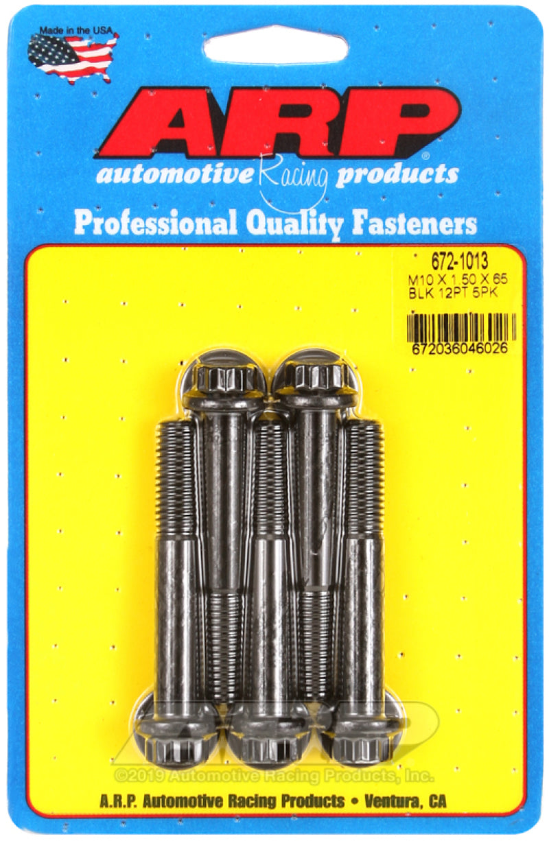 ARP M10 x 1.50 x 65mm 12pt Black Oxide Bolts (5/pkg) - 672-1013