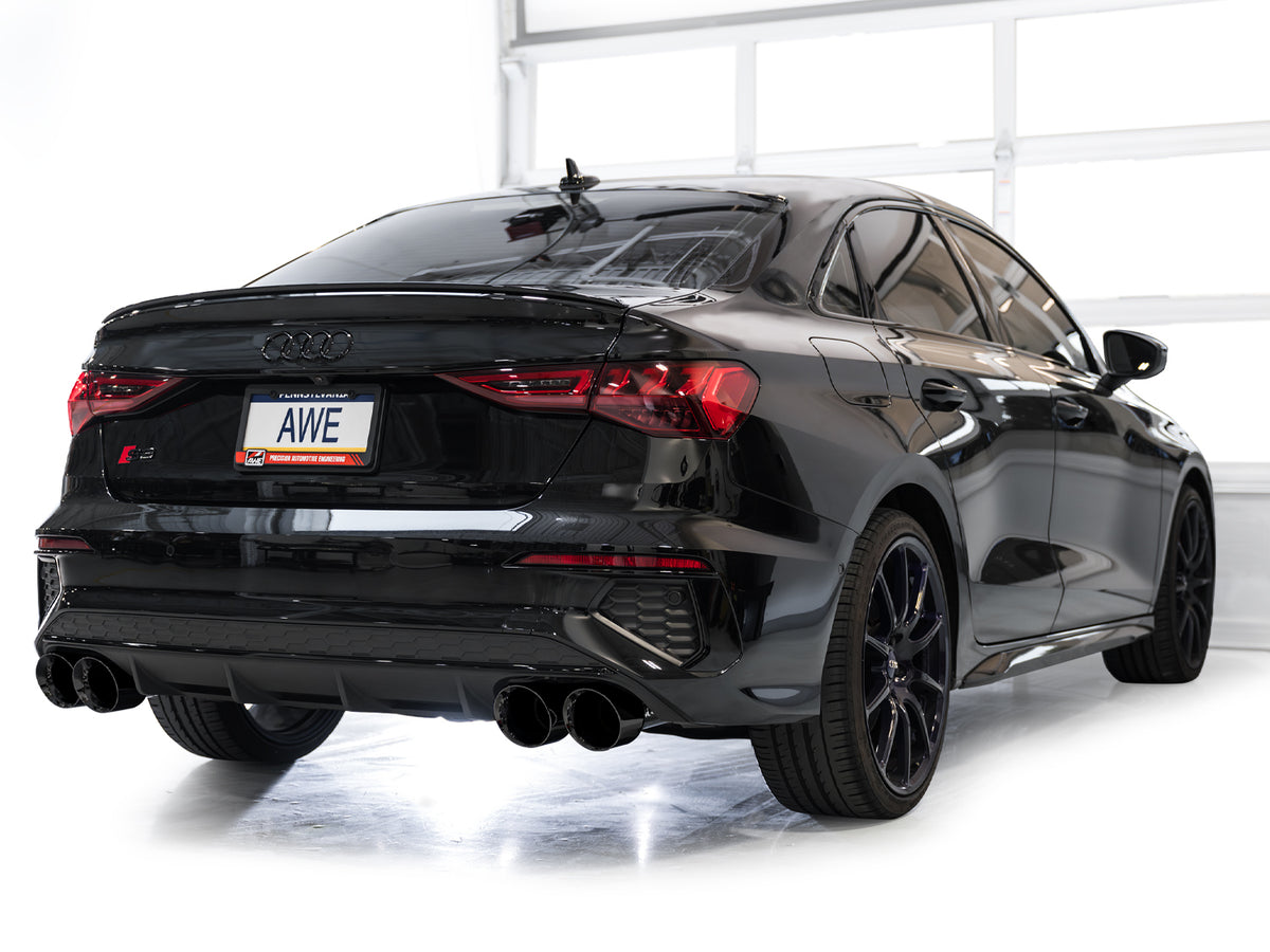 AWE 22-24 Audi 8Y S3 Touring Edition Exhaust - Diamond Black Tips - 3015-43897