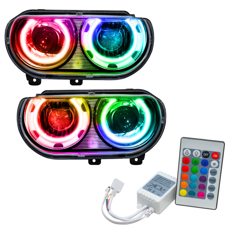 Oracle 08-14 Dodge Challenger SMD HL (HID Style) - ColorSHIFT w/ Simple Controller SEE WARRANTY - 7132-504
