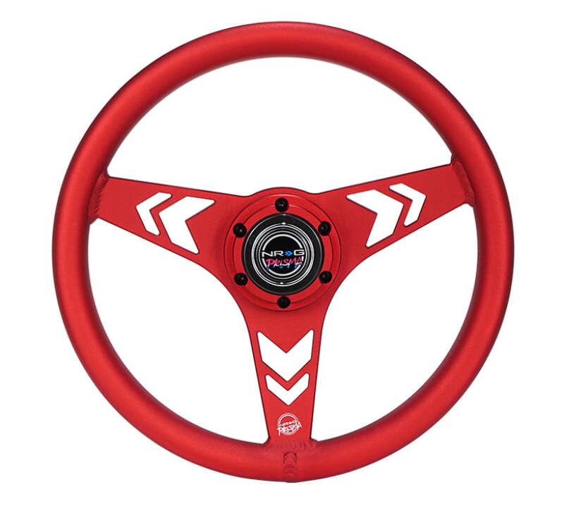NRG Aluminum Steering Wheel 330mm - Arow Cutout - Ergonomic Grip - Anadized Red - RST-070-RD - front view
