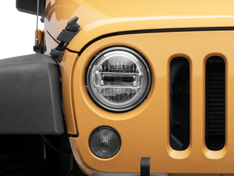 Raxiom 97-18 Jeep Wrangler TJ &amp; JK Axial 7-In LED Headlights w/ DRL- Chrome Housing (Clear Lens) - J155569