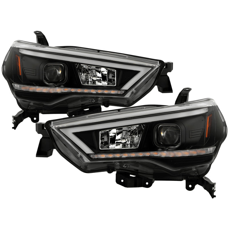 Spyder 14-20 Toyota 4Runner Projector Headlights w/Seq. LED Turn Sig. LED White Light Bar Park Light - 5088154
