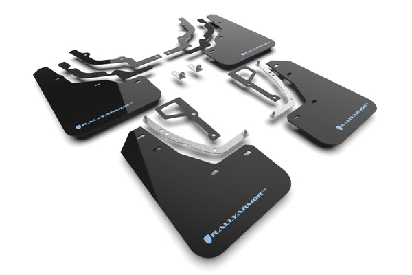Rally Armor 2025+ Hyundai Ioniq 5 N Black Mud Flap w/ Light Blue Logo - MF117-UR-BLK-PBL for 2025 Hyundai Ioniq 5 N - front v