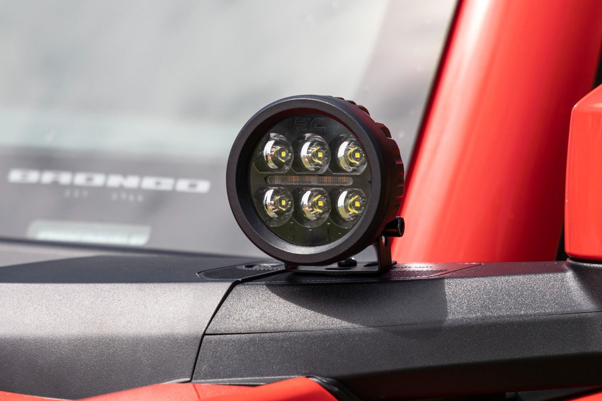 LED Light Kit | Ditch Mount | 3.5&quot; Black Round Pair | Amber DRL | Ford Bronco (21-24)