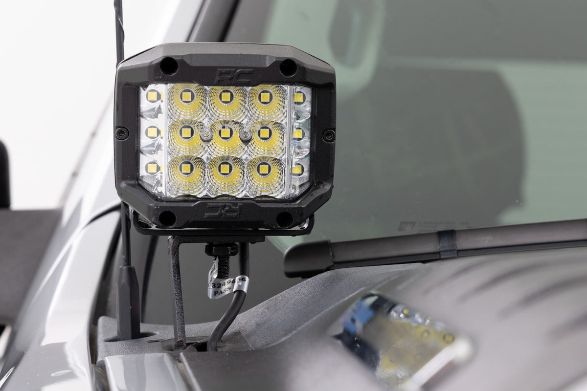LED Light | Ditch Mount | 2&quot; Black Pair | Amber DRL | Chevy 1500 (2007-2013)