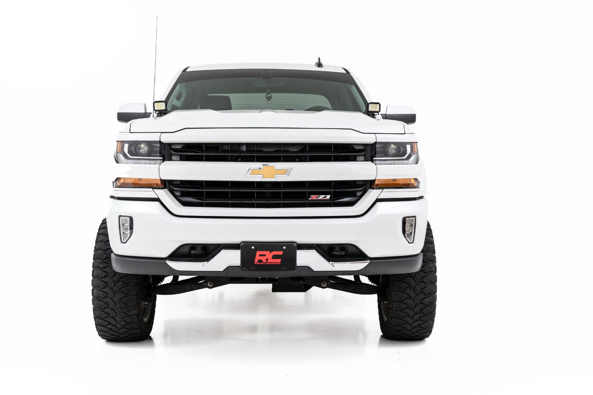 Rough Country - LED Ditch Light Kit - 2in Black Pair - Flood - Chevy/GMC 1500 (14-18 & Classic) - 71053 for 2014-2018 Chevrol