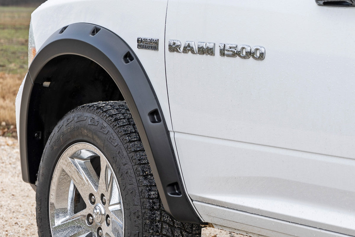 Rough Country - Pocket Fender Flares - GW7 Bright White - Ram 1500 2WD/4WD (2010-2018 & Classic) - F-D10911B-GW7 for 2019-202
