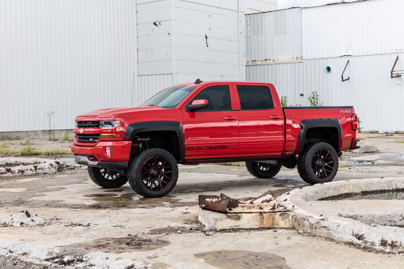 Rough Country - Pocket Fender Flares - 6'7" Bed & 8' Bed - GCN Victory Red - Chevy Silverado 1500 (14-18)/Silverado 2500 HD (15-19) - F-C11412B-GCN