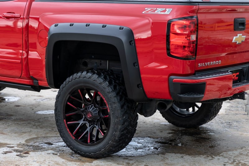 Rough Country - Pocket Fender Flares - 6'7" Bed & 8' Bed - GCN Victory Red - Chevy Silverado 1500 (14-18)/Silverado 2500 HD (15-19) - F-C11412B-GCN
