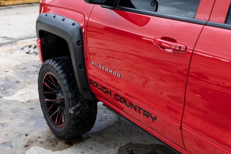 Rough Country - Pocket Fender Flares - 6'7" Bed & 8' Bed - GCN Victory Red - Chevy Silverado 1500 (14-18)/Silverado 2500 HD (15-19) - F-C11412B-GCN