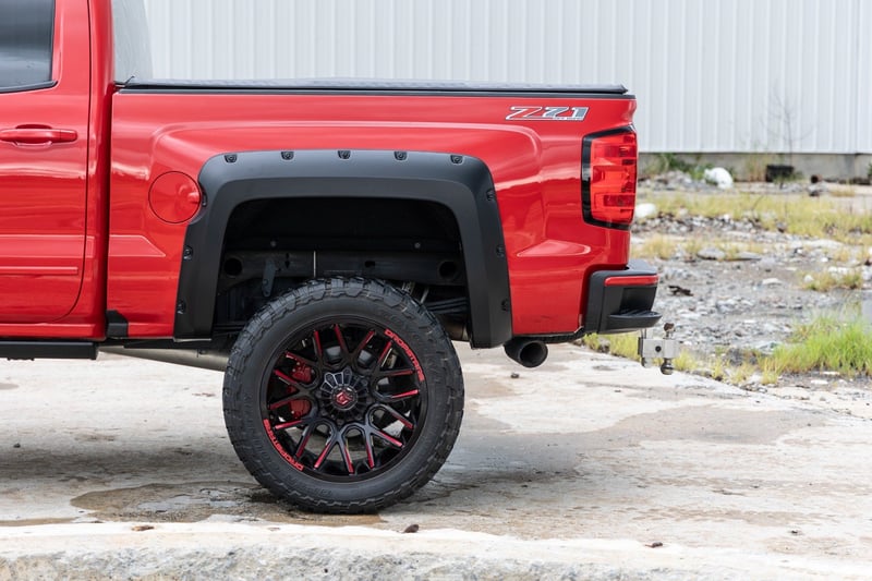 Rough Country - Pocket Fender Flares - 6'7" Bed & 8' Bed - GCN Victory Red - Chevy Silverado 1500 (14-18)/Silverado 2500 HD (15-19) - F-C11412B-GCN