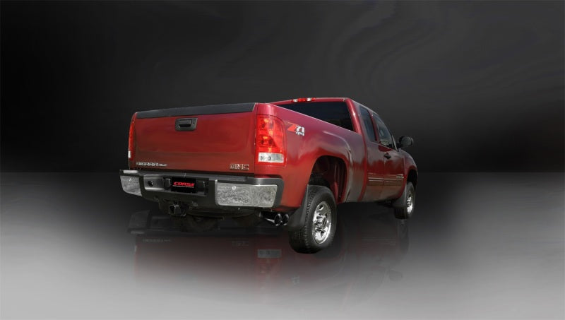 Corsa 2009-2013 GMC Sierra 4.8L V8 3in Cat-Back Single Side w Twin 4in Black Pro-Series Tips - 14900BLK