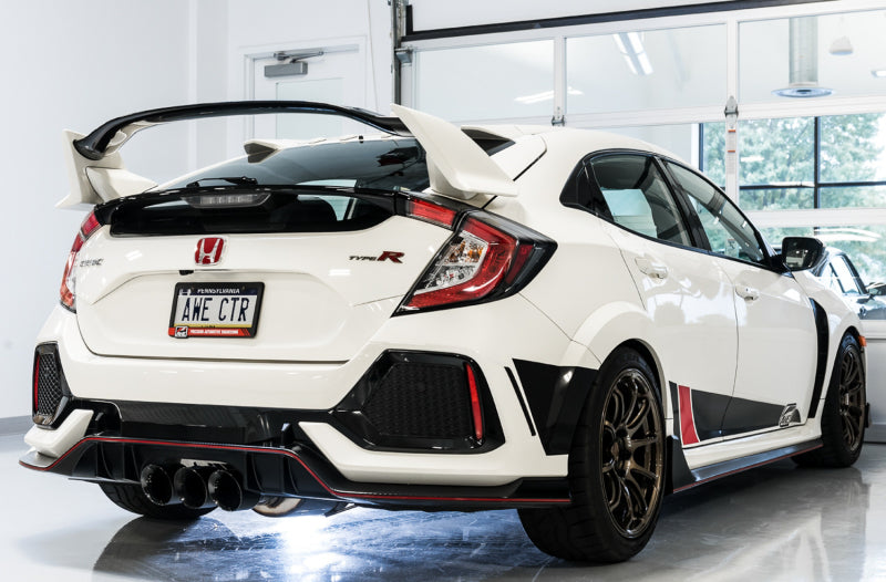 AWE Tuning 2017+ Honda Civic Type R Touring Edition Exhaust w/Front Pipe &amp; Triple Diamond Black Tips - 3015-53006