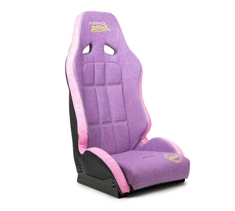 NRG Defender Water Resistant Steel Frame Susp. Seat - Purple w/ Pink Trim/Defender Logo/Side Bracket - DF-100PP-S - front view