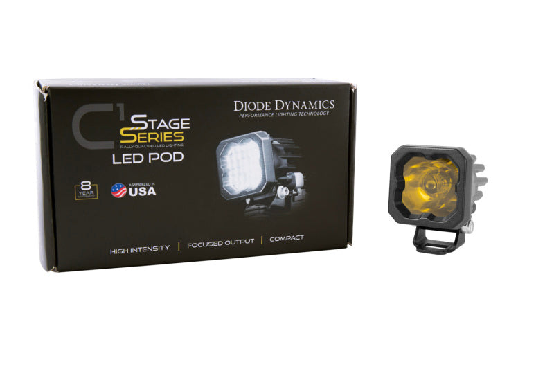 Diode Dynamics Stage Series C1 LED Pod Sport - Yellow Flood Standard ABL Each - DD6448S by Diode Dynamics - package contents