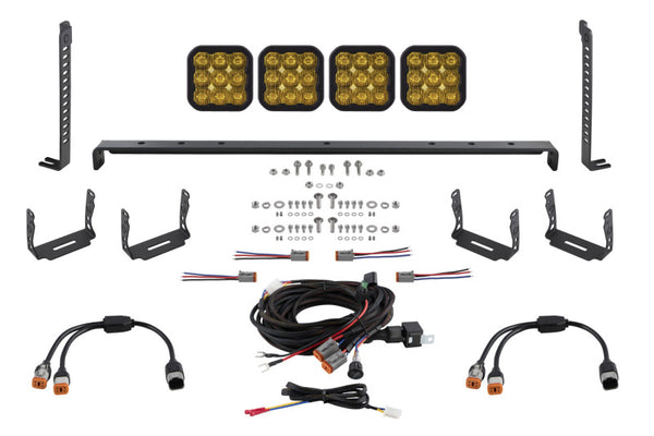 Diode Dynamics 14-23 Toyota 4Runner SS5 Stealth Grille LED 4-Pod Kit - Yellow Pro Driving - DD7549 for 2014-2024 Toyota 4Runn