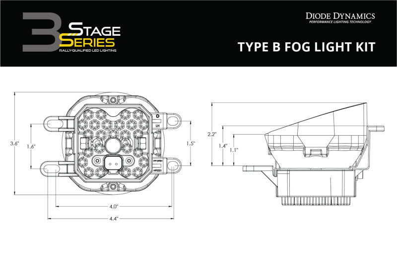 Diode Dynamics SS3 Sport Type B Kit ABL - White SAE Fog - DD6996 for 2006-2024 Toyota RAV4 - installed view