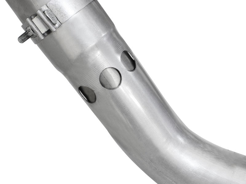 aFe Large Bore-HD 4in 409 Stainless Steel DPF-Back Exhaust w/Polished Tips 15-16 Ford Diesel Truck - 49-43122-P