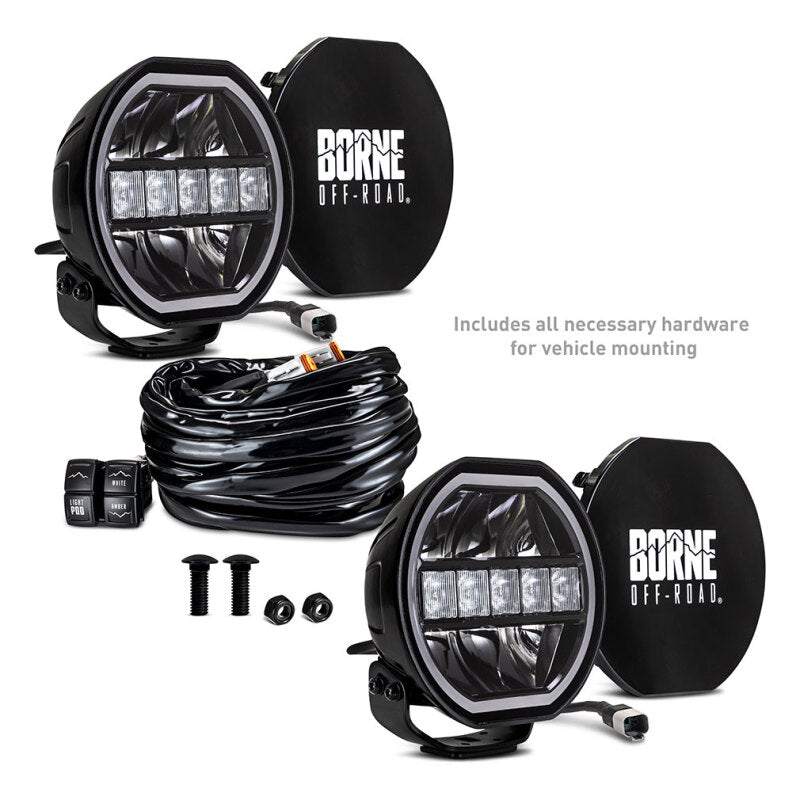 Borne Off-Road Light (Kit of 2) 7in Round - BNLT-RD7-2