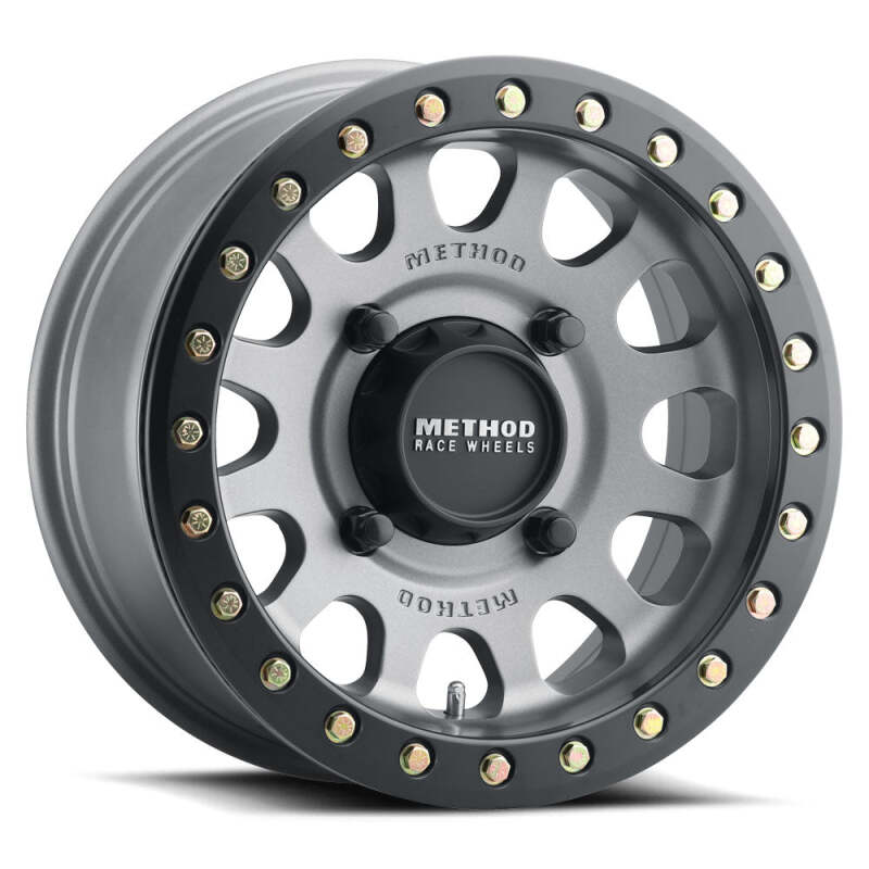 Method MR401 UTV Beadlock 15x7 / 5+2/38mm Offset / 5x4.5 / 72 CB Titanium - Matte Black Ring Wheel - MR40157012852B