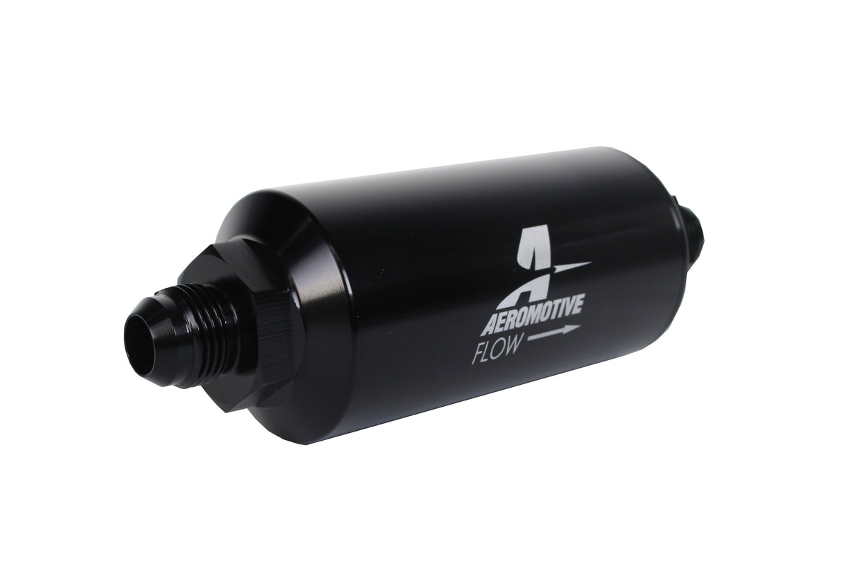 Aeromotive In-Line Filter - AN-08 size Male - 10 Micron Microglass Element - Bright-Dip Black - 12375