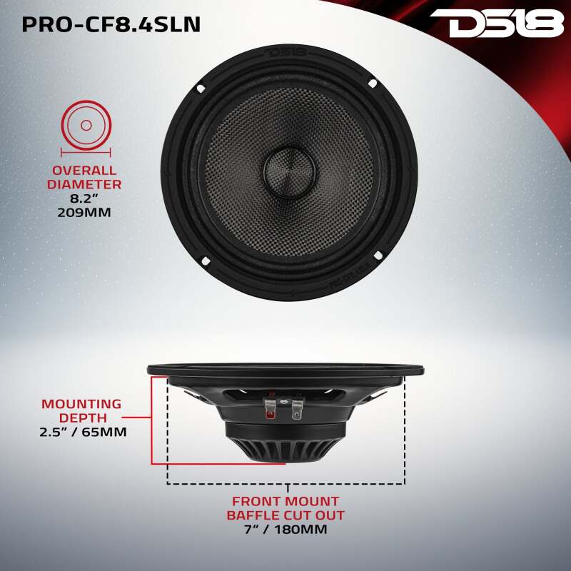 DS18 8in 200 Watts RMS 4 ohm Mid-Range Loudspeaker Neodymium Shallow - PRO-CF8.4SLN - additional view 1