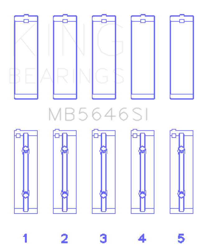 King Toyota 1AZFE/2AZFE (Size 1.0) Main Bearings Set of 5 - MB5646SI1.0