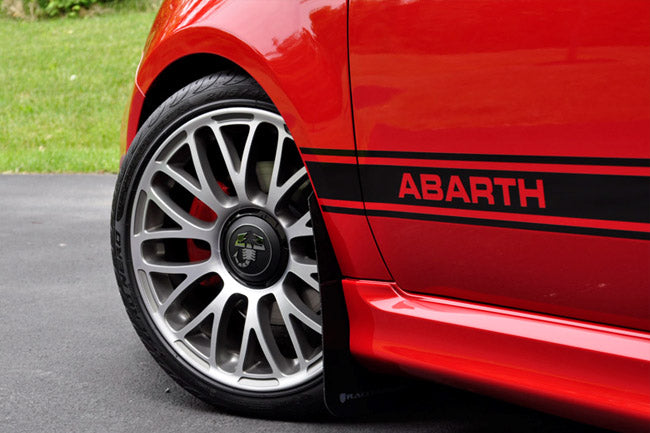 Rally Armor 12-18 Fiat 500 (Pop/Sport/Lounge/Abarth) Black UR Mud Flap w/ Red Logo - MF25-UR-BLK/RD